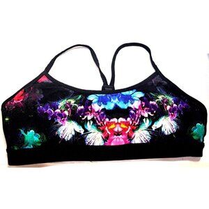 Betsy Johnson Performance Women XL Multicolor Floral Sports Bra Removeable Pads